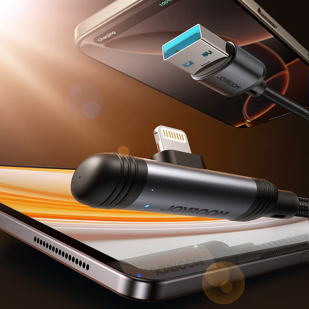 Joyroom S-A56 EnjoyX 90° USB-A - Lightning 3A kabel 1.2m - črn 2