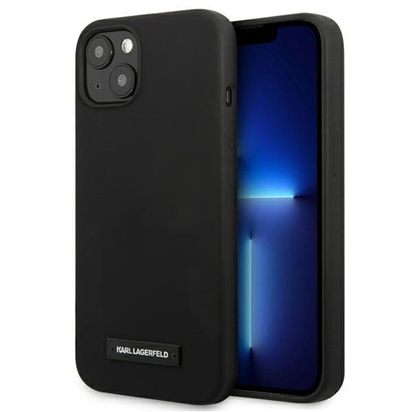 Ovitek Karl Lagerfeld Silicone Plaque za iPhone 13 mini, črn