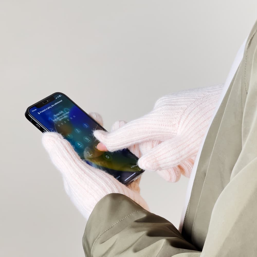 Pletene rokavice za telefon z odprtimi prsti - roza 2