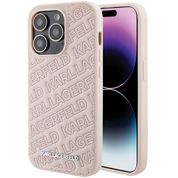 Karl Lagerfeld ovitek Quilted K Pattern za iPhone 15 Pro Max - roza