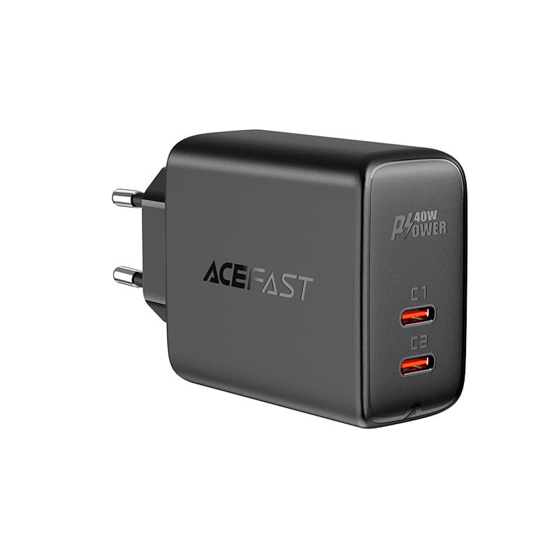 Acefast polnilnik 2x USB-C 40W, PD, QC 3.0, AFC, FCP, črn (A9)