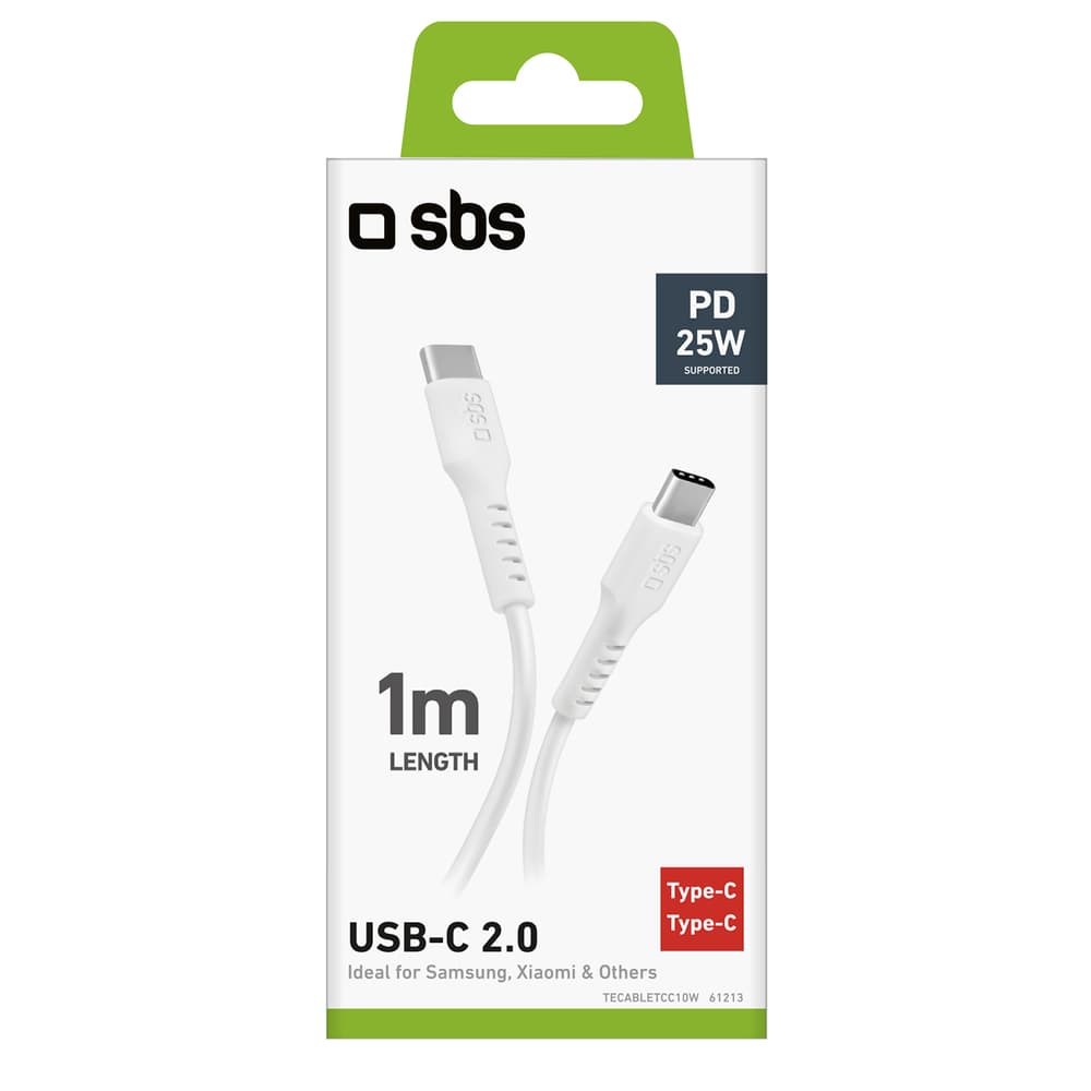 SBS kabel USB-C - USB-C Power Delivery 25W 1m - bel 3