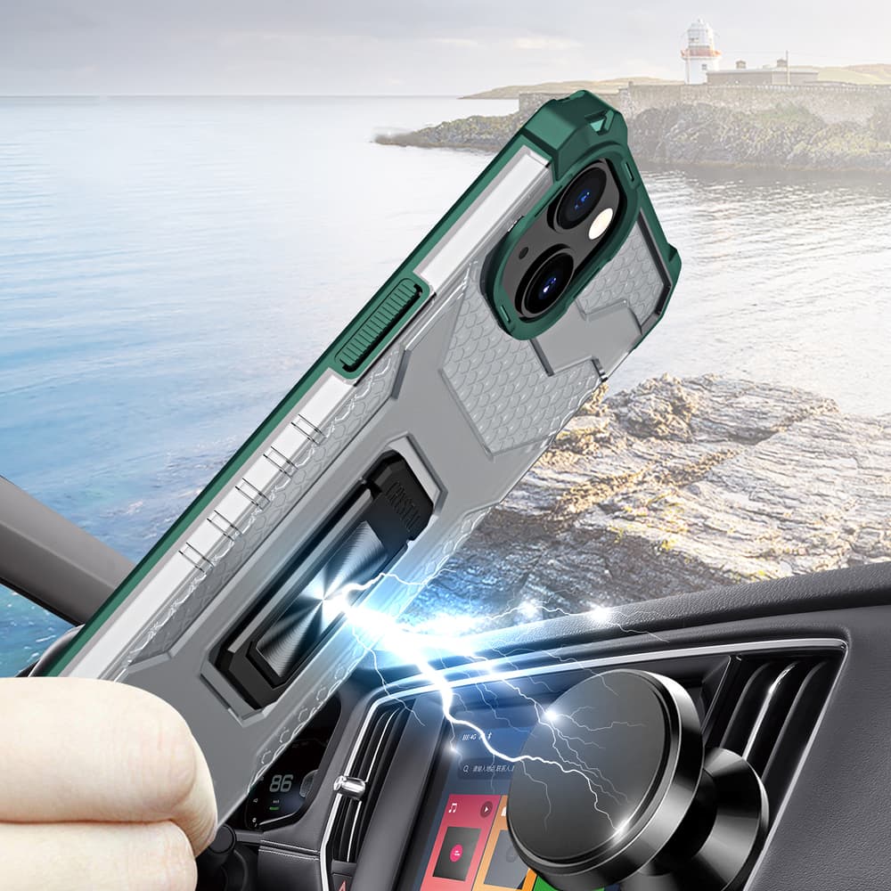 Hurtel Crystal Ring ohišje za iPhone 13 mini, zeleno 5