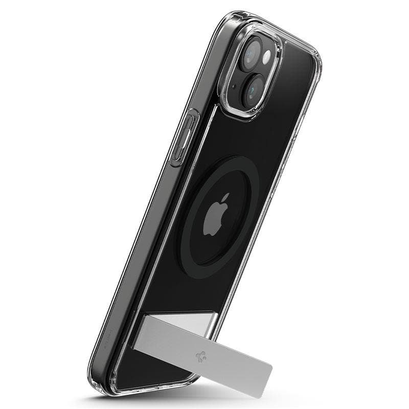 Ovitek Spigen Ultra Hybrid S MagSafe s stojalom za iPhone 15 Plus - črn