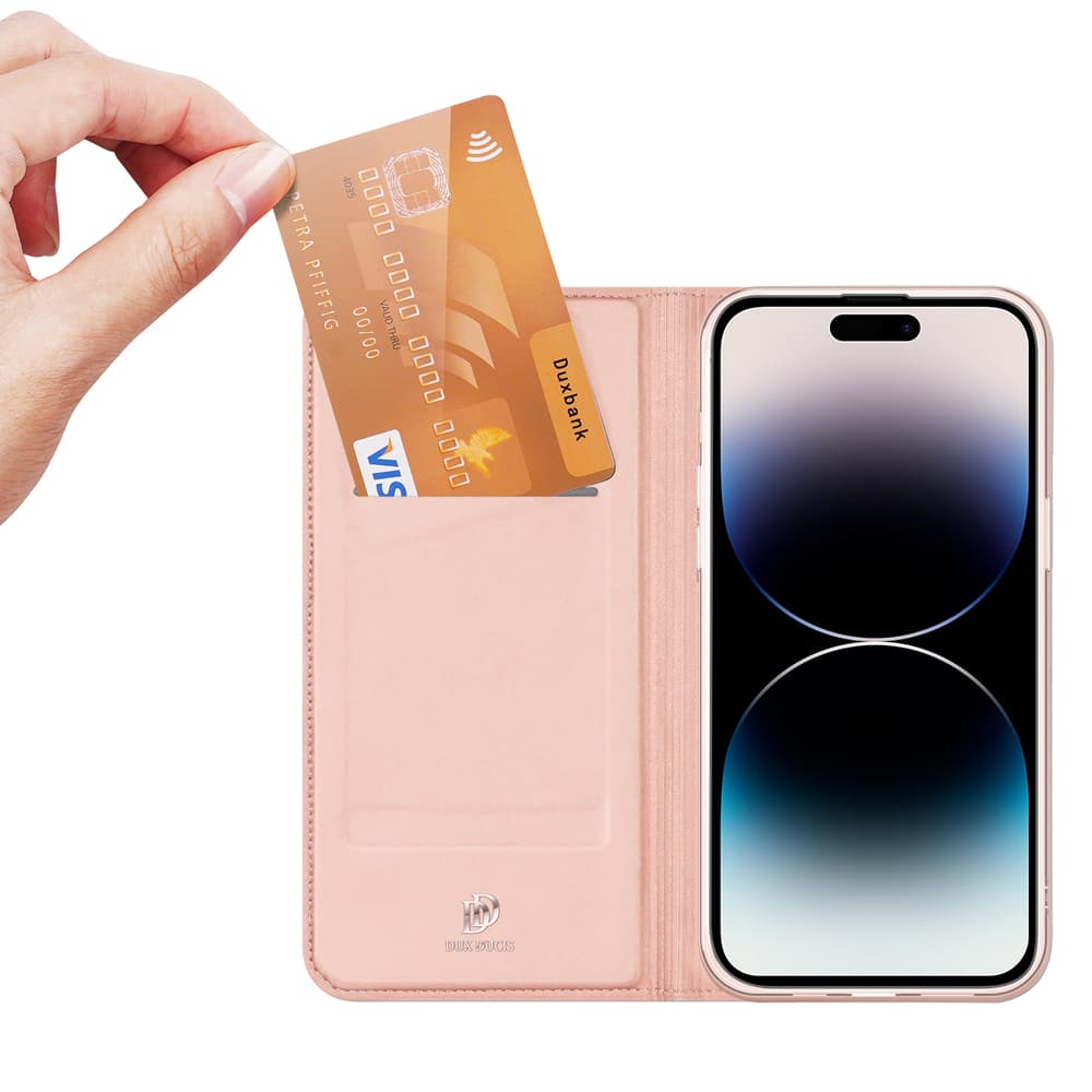 Dux Ducis Skin Pro denarnica ovitek za iPhone 15 Pro - Roza