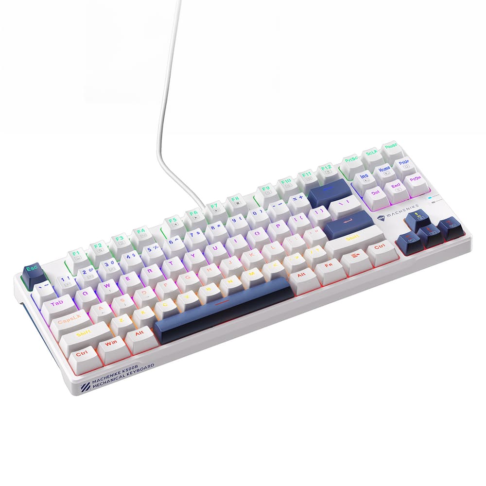 Machenike K500B-B87 TKL mehanska tipkovnica z rdečimi stikali, bela 2