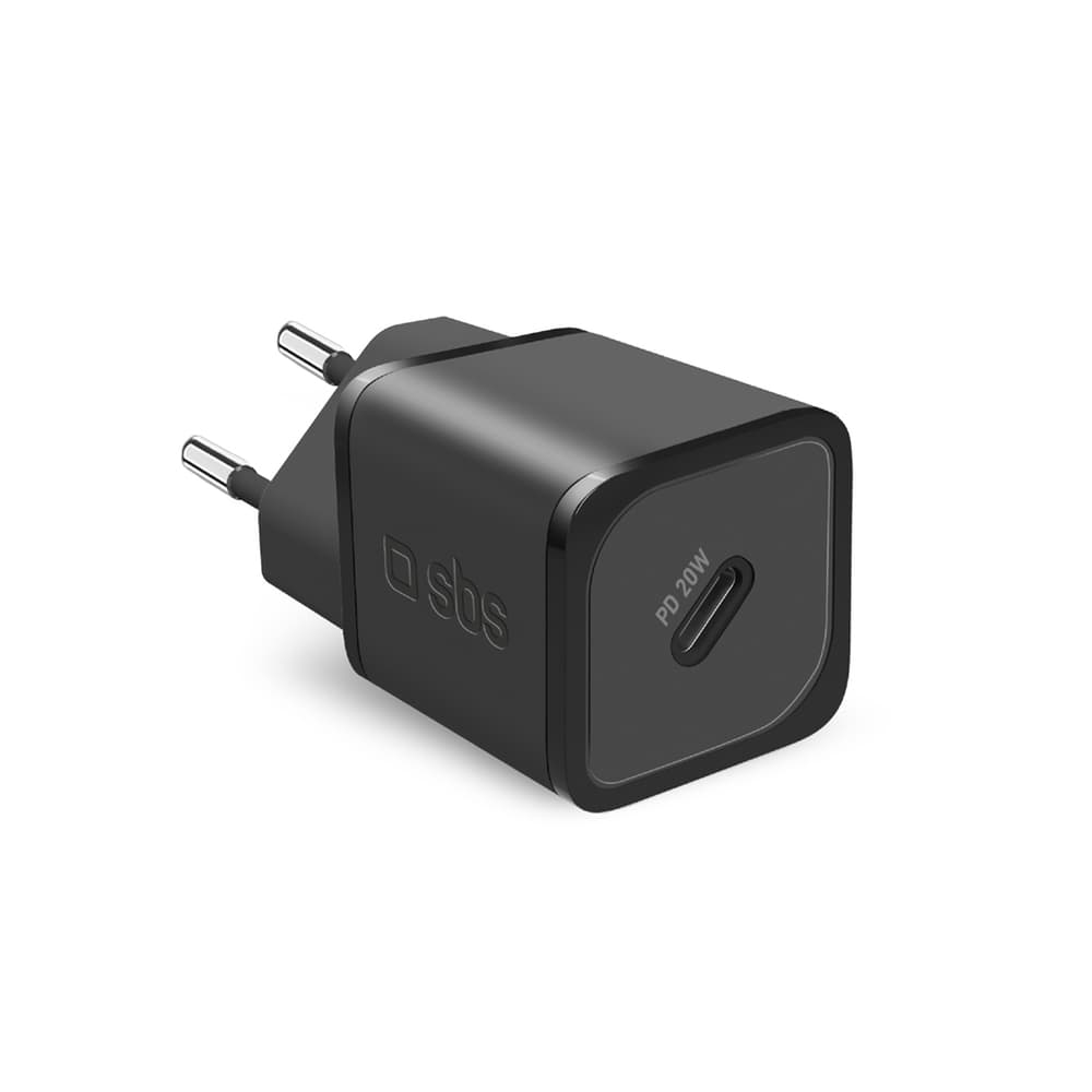 SBS 20W GaN USB-C stenski polnilnik s Power Delivery - črn