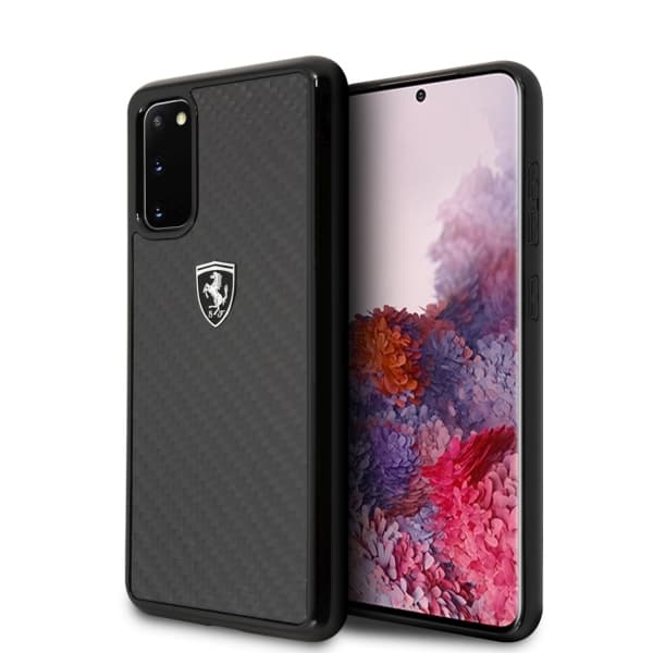 Ferrari Carbon Fiber Trdi ovitek za Samsung Galaxy S20 G980 - Črna