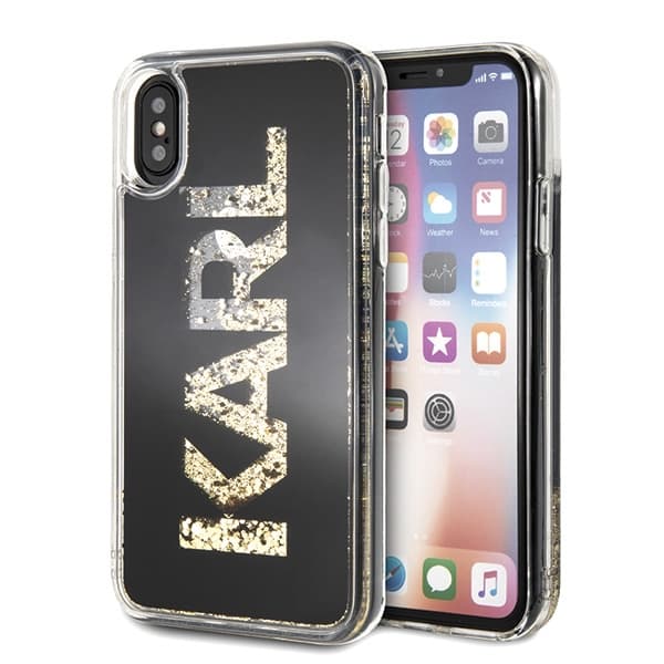 Karl Lagerfeld Karl Logo Glitter etui za iPhone X/Xs - črn