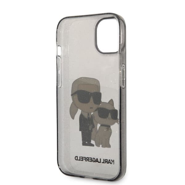 Karl Lagerfeld Glitter Karl & Choupette etui za iPhone 14 Plus - črn 7