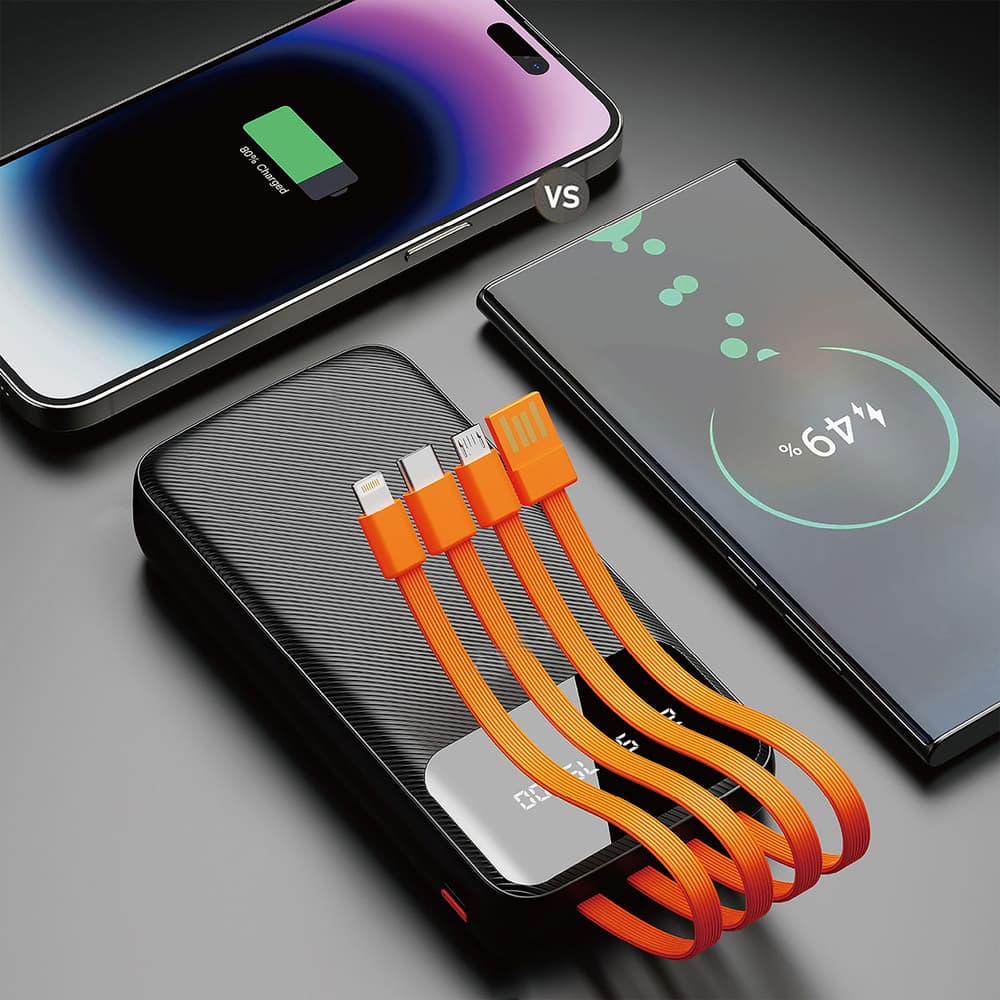 Power bank Dudao K6Pro 10000mAh s kabli USB, USB Type C, Lightning - črn 4