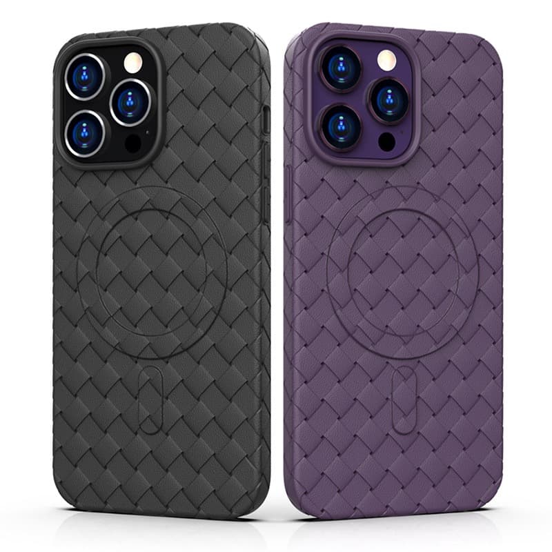 MagSafe ovitek Hurtel Woven za iPhone 15 Pro - vijoličen 5