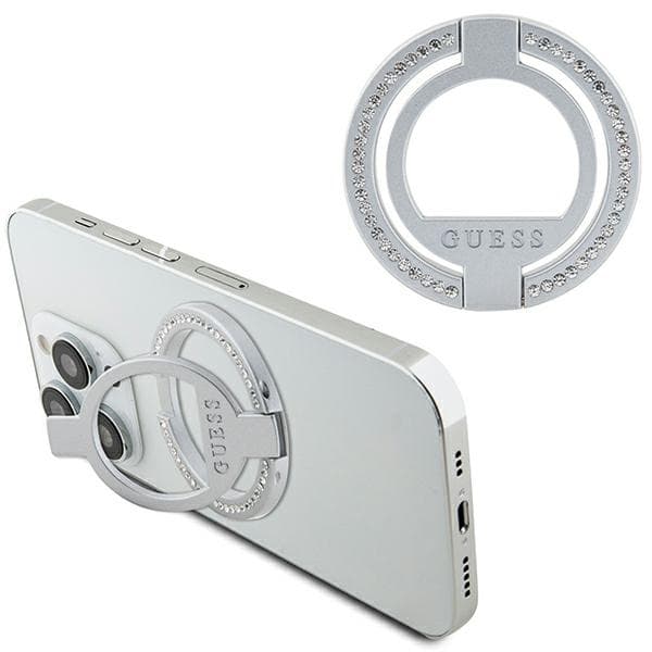 Guess MagSafe obroček z okrasnimi kamni - srebrn