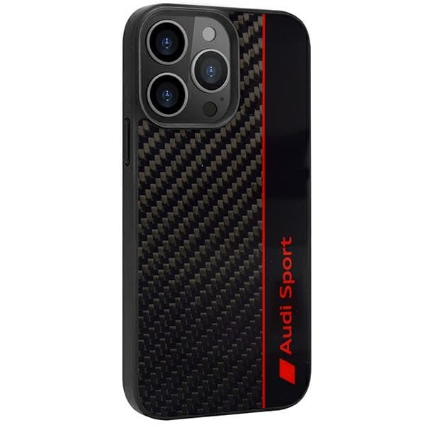 Audi ovitek Carbon Fiber Stripe za iPhone 13 Pro Max (6.7") - črn 2