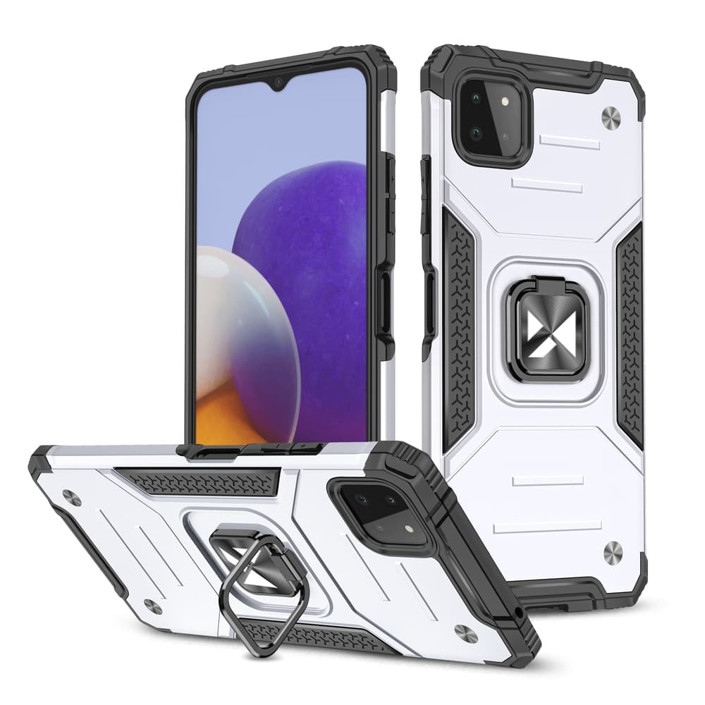 Wozinsky Ring Armor ovitek z obročem za Samsung Galaxy A22 4G, srebrn