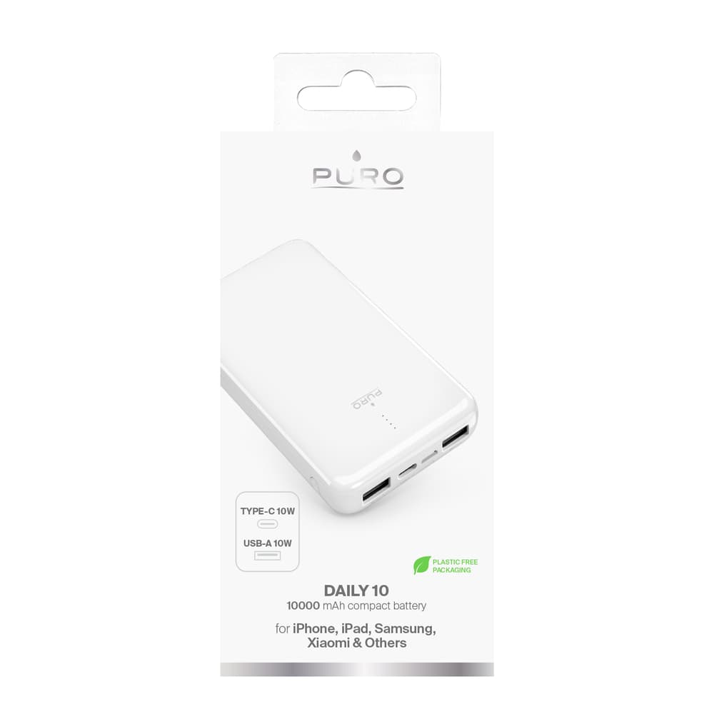 Puro Powerbank 10000mAh 12W USB-A + USB-C (bel) 4