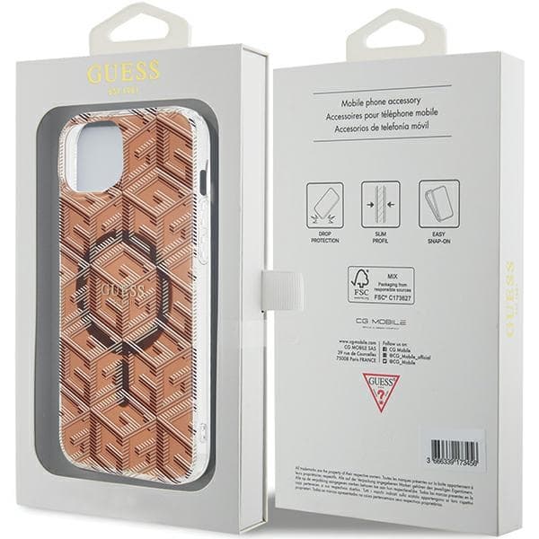 Guess IML GCube MagSafe etui za iPhone 15 / 14 / 13 - rjava 8