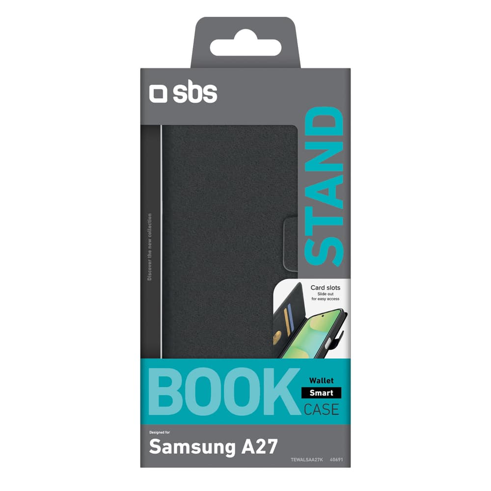 SBS ovitek Wallet Smooth za Samsung A27 s preklopom - črn 2