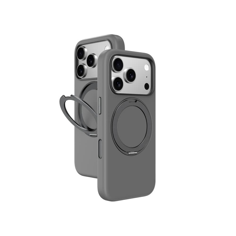 Etui AmazingThing Cloudie za iPhone 17 Pro z stojalom, siv