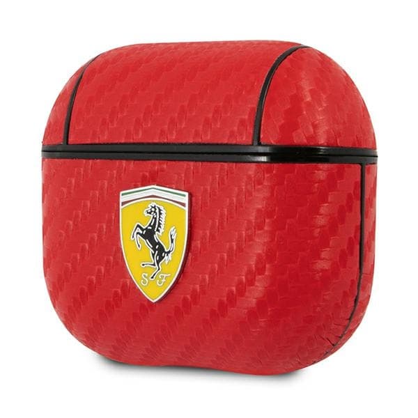 Ferrari etui za AirPods 3, On Track PU Carbon, rdeč/rdeč 3