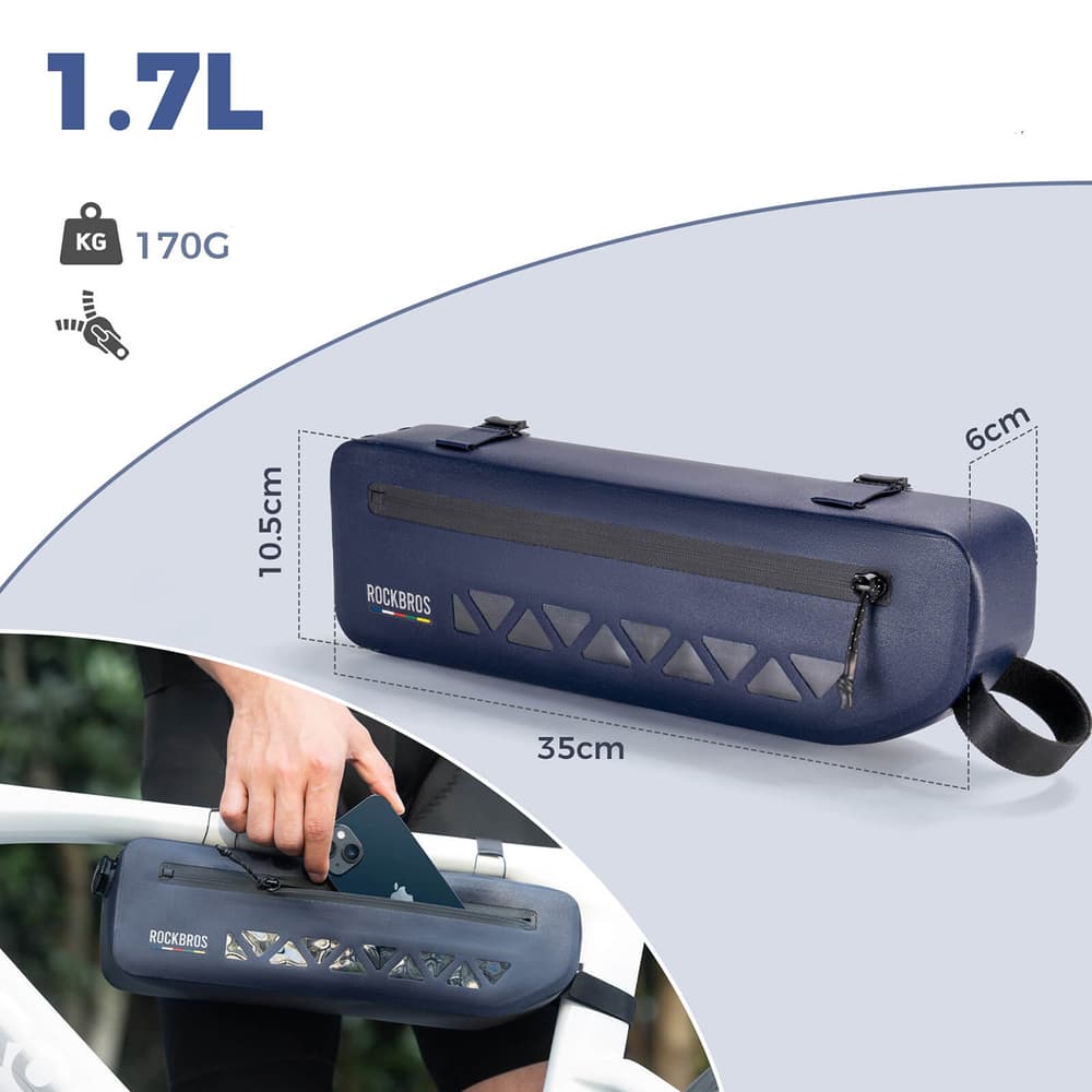 Rockbros AS-140 ROAD TO SKY okvirna torba za kolo, vodoodporna, 1.7 l - modra 5