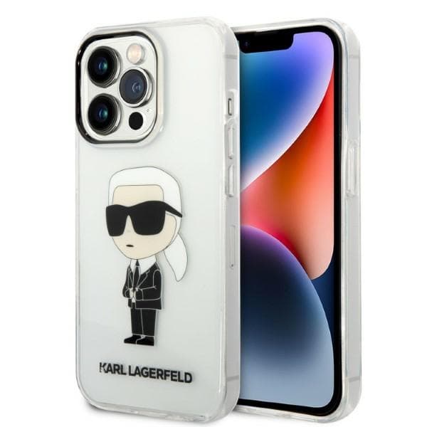 Karl Lagerfeld ovitek Ikonik Karl za iPhone 14 Pro, prozoren