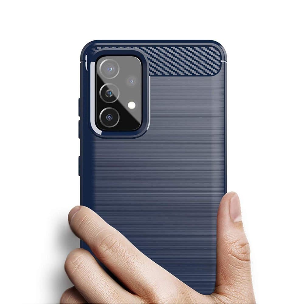 Hurtel Carbon ovitek za Samsung Galaxy A72 4G, moder 4