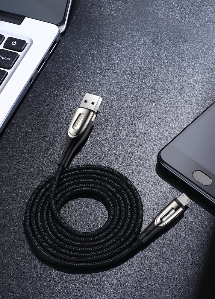 Joyroom Sharp Series S-M411 USB-A / Micro USB 3A, 1.2m kabel s prikazom polnjenja - črna 8