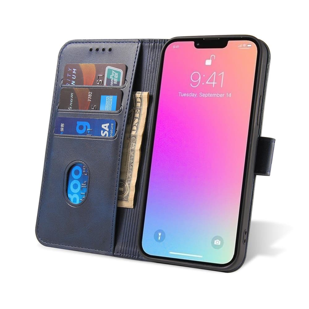 Etui denarnica z oporo za iPhone 15 Plus Magnet Case - moder 7
