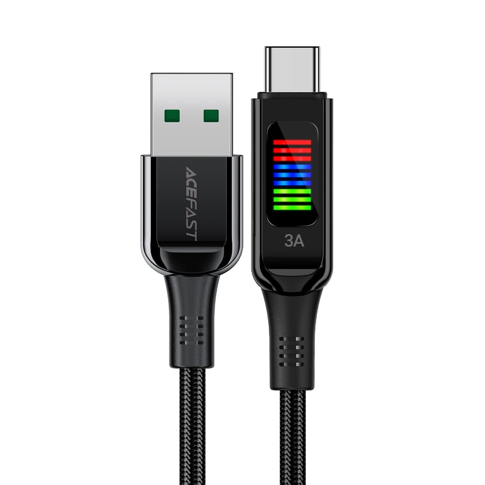 Acefast C7-04 USB-A v USB-C 60W 1.2m kabel z zaslonom, črn