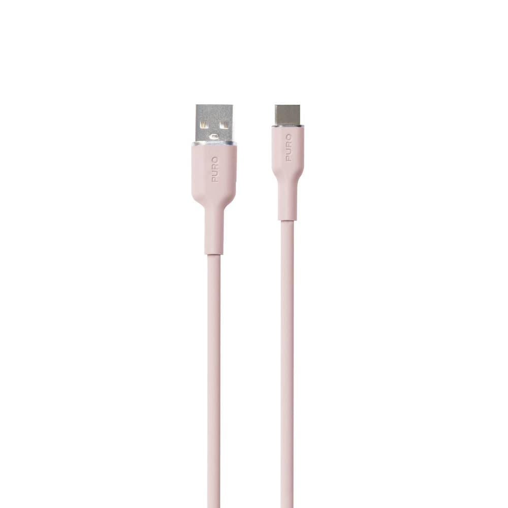 Puro Soft USB-A - USB-C kabel, 1.5m, roza