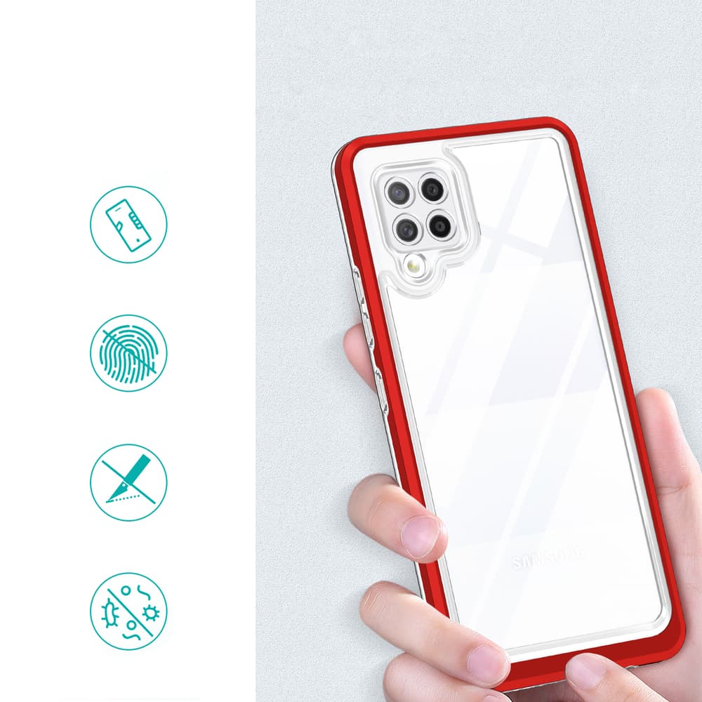 Hurtel ovitek Clear 3in1 za Samsung Galaxy A42 5G, rdeč 2