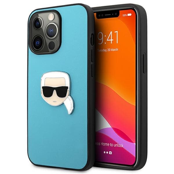 Ovitek Karl Lagerfeld Leather Ikonik KLHCP13XPKMB za iPhone 13 Pro Max 6,7", modri