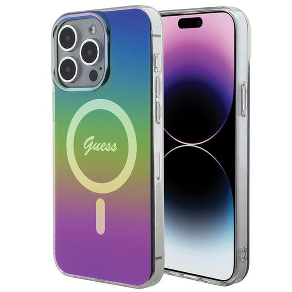 Guess IML Iridescent MagSafe ovitek za iPhone 15 Pro - črna