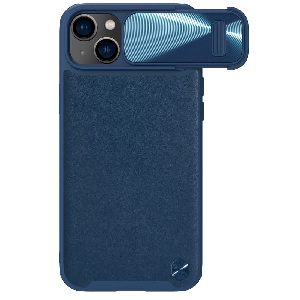 Ovitek Nillkin CamShield Leather S za iPhone 14 Plus z zaščito kamere, moder