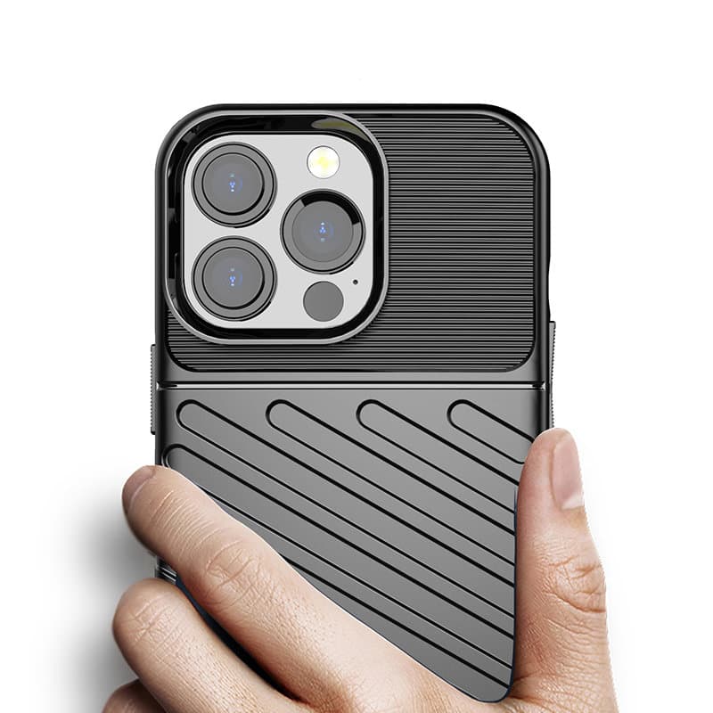 Thunder Case Fleksibilna TPU ovitek za iPhone 13 Pro - Črna 2