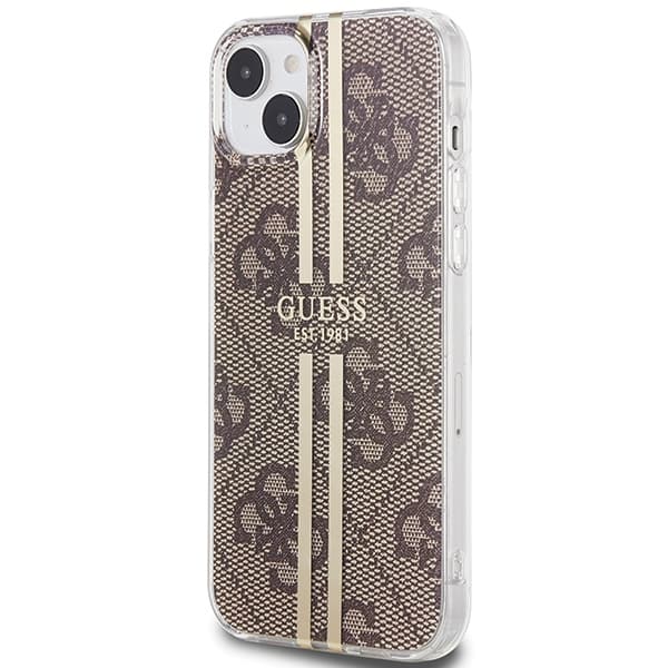 Ovitek Guess IML 4G Gold Stripe za iPhone 15 Plus / 14 Plus - rjav 2