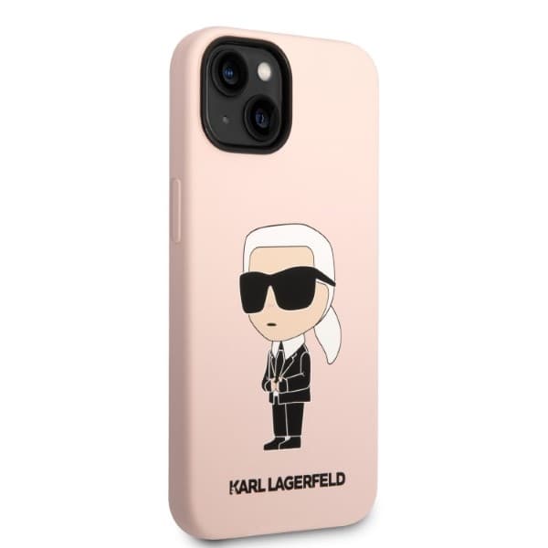 Karl Lagerfeld etui za iPhone 14 Plus, Silicone Ikonik, roza, MagSafe 4