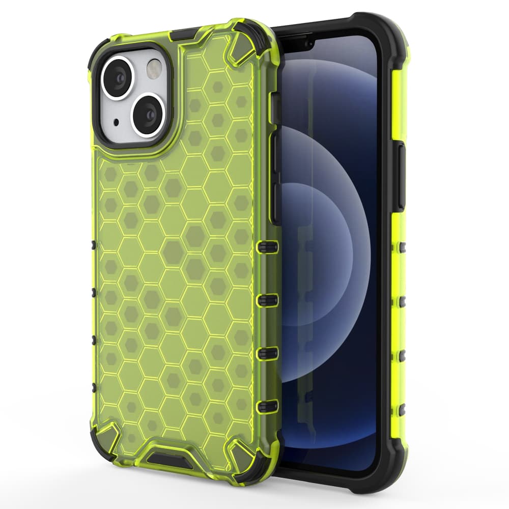Ovitek Honeycomb z TPU Bumperjem za iPhone 13 mini - zelen