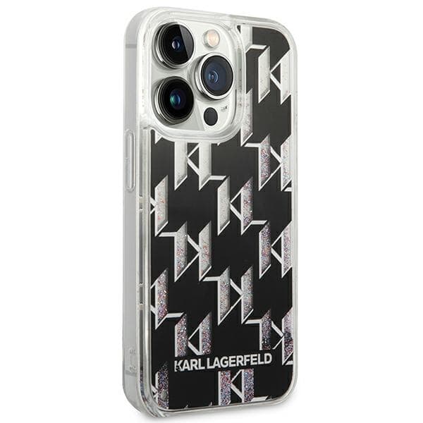 Karl Lagerfeld ovitek za iPhone 14 Pro Liquid Glitter Monogram, črn 4
