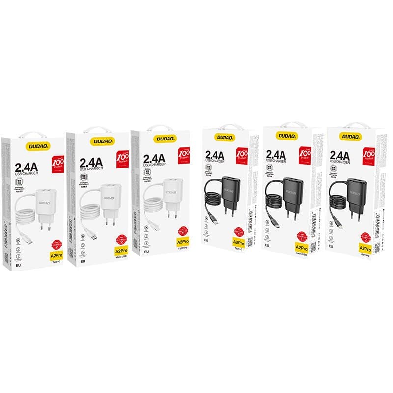 Polnilnik Dudao 2x USB + Lightning kabel, 12W, črn 3