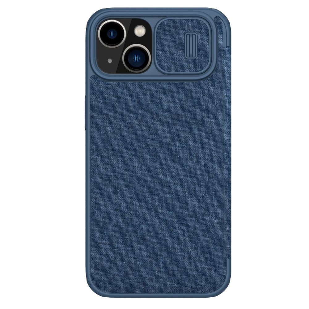 Nillkin Qin Cloth Pro Flip ovitek za iPhone 14 Plus, moder