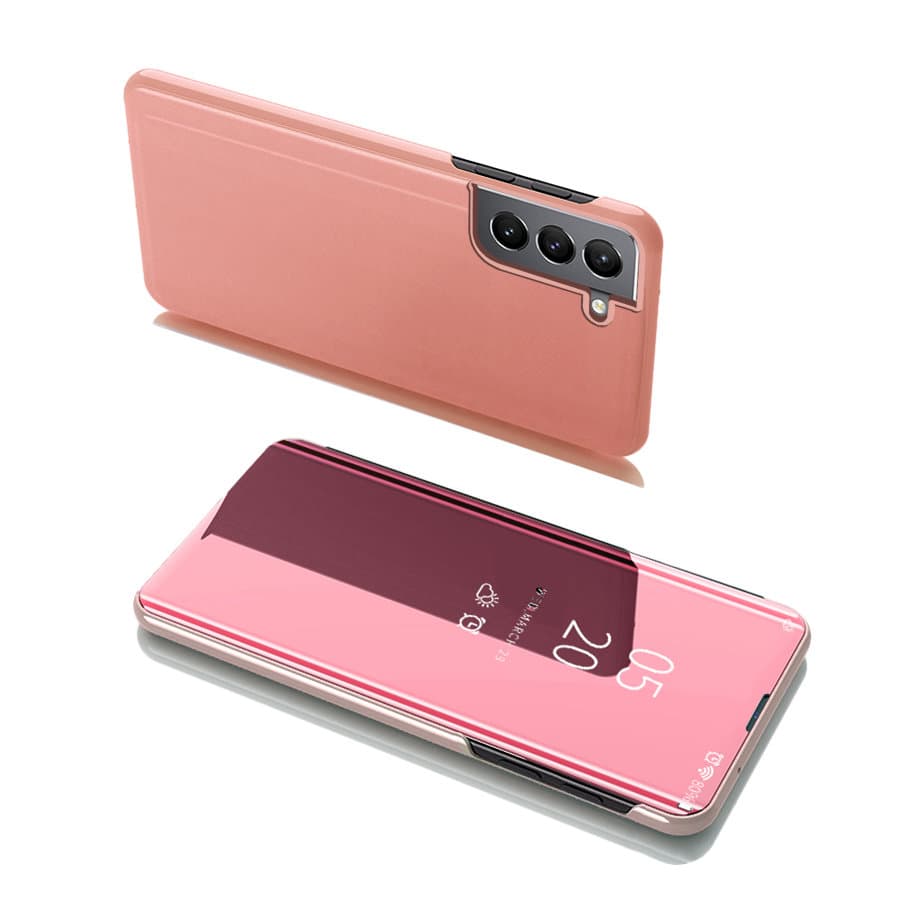 Hurtel Clear View Case preklopna maska s funk. stojala za Samsung Galaxy S22+ (S22 Plus), roza