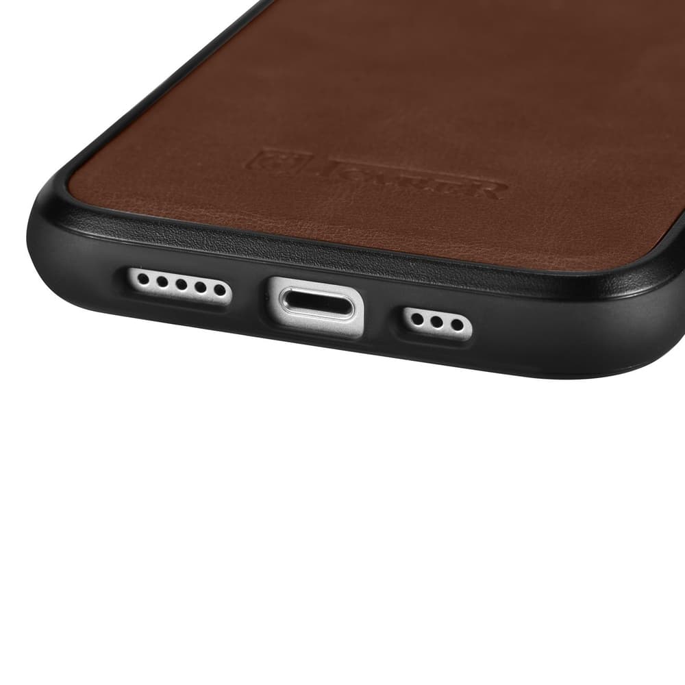 iCarer usnjena Oil Wax ovitek za iPhone 14 Plus, rjava, MagSafe 2
