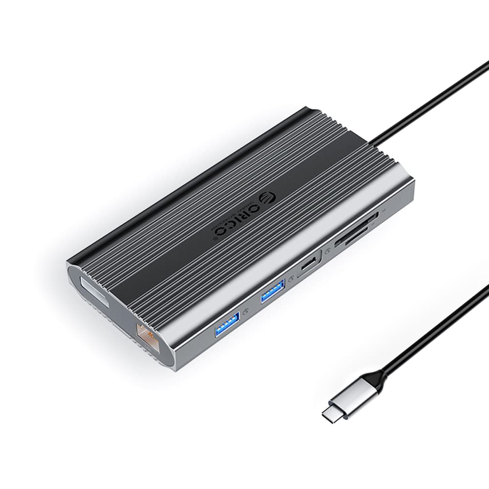 Orico XDR 12v1 USB-C Docking Station, 2x HDMI 4K 60Hz, DP 4K 60Hz, PD 100W, Gray