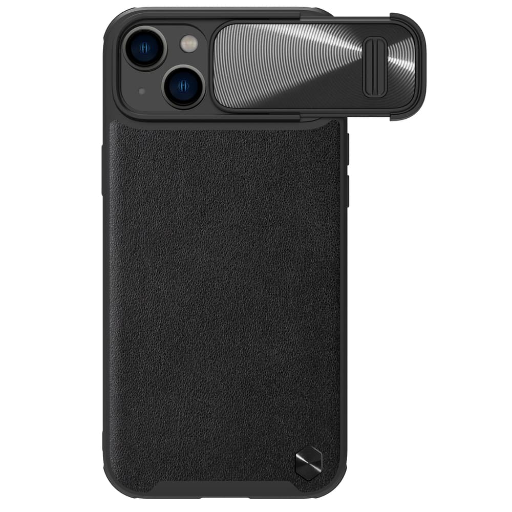 Ovitek Nillkin CamShield Leather S za iPhone 14 Plus z zaščito kamere, črn