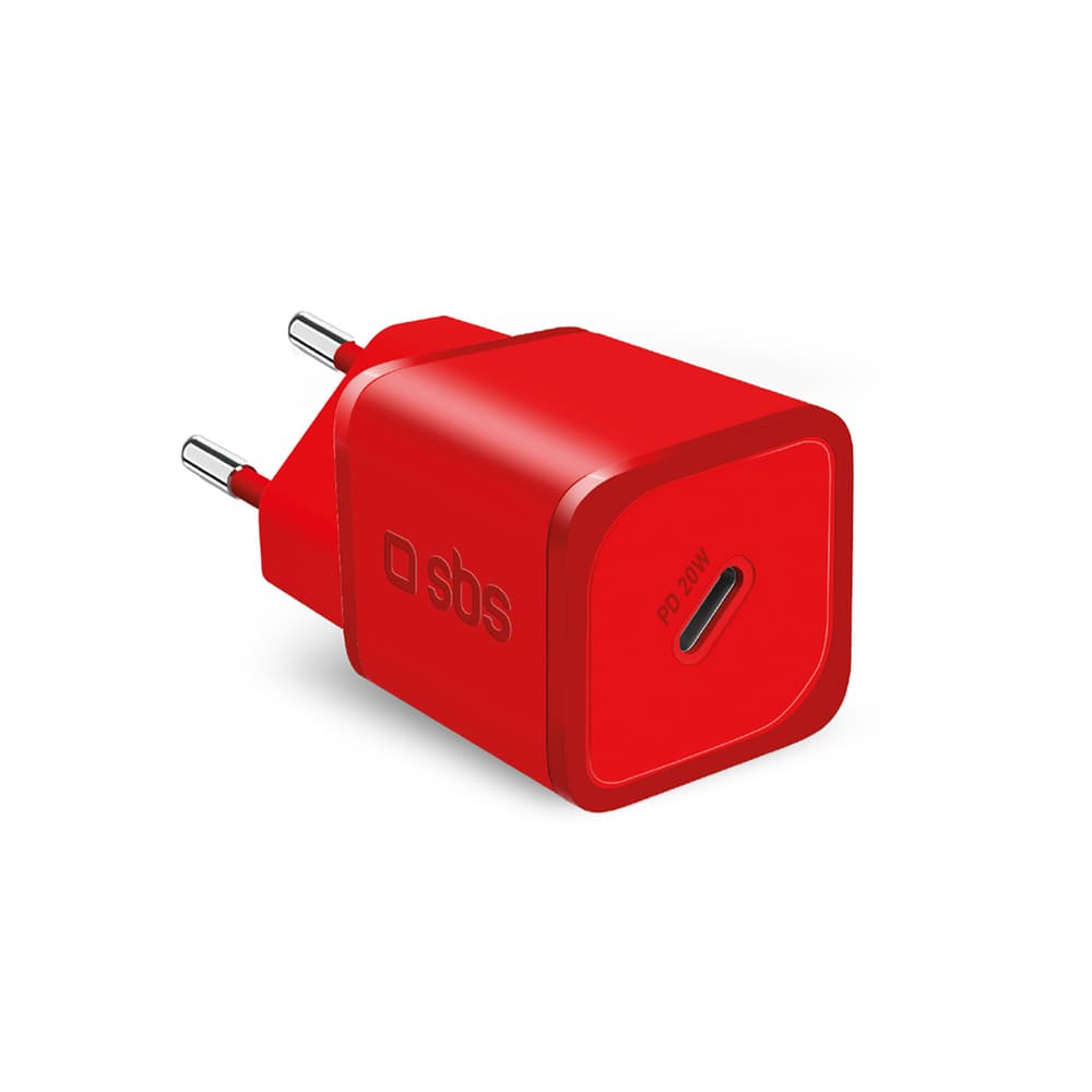 SBS TETRGAN1C20R 20W GaN polnilec z USB-C, Power Delivery - rdeč
