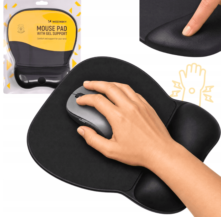 Ergonomska podloga za miško Wozinsky z gel blazinico, velika, črna 6