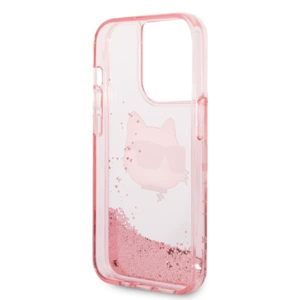 Karl Lagerfeld etui za iPhone 14 Pro Max, Glitter Choupette Head, roza 7