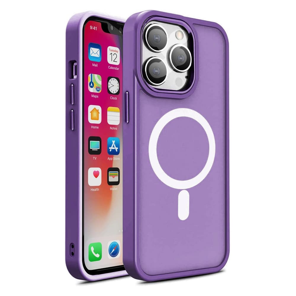 Ovitek Hurtel Magnetic Color Matte s MagSafe za iPhone 15 Plus - vijoličen